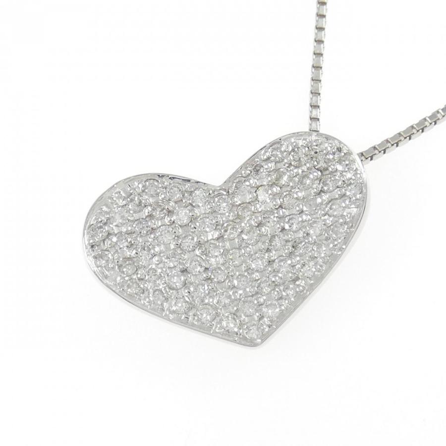 K18WG パヴェ ハート ダイヤモンド ネックレス 0.80CT_2