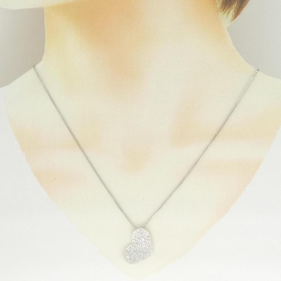 K18WG パヴェ ハート ダイヤモンド ネックレス 0.80CT_5