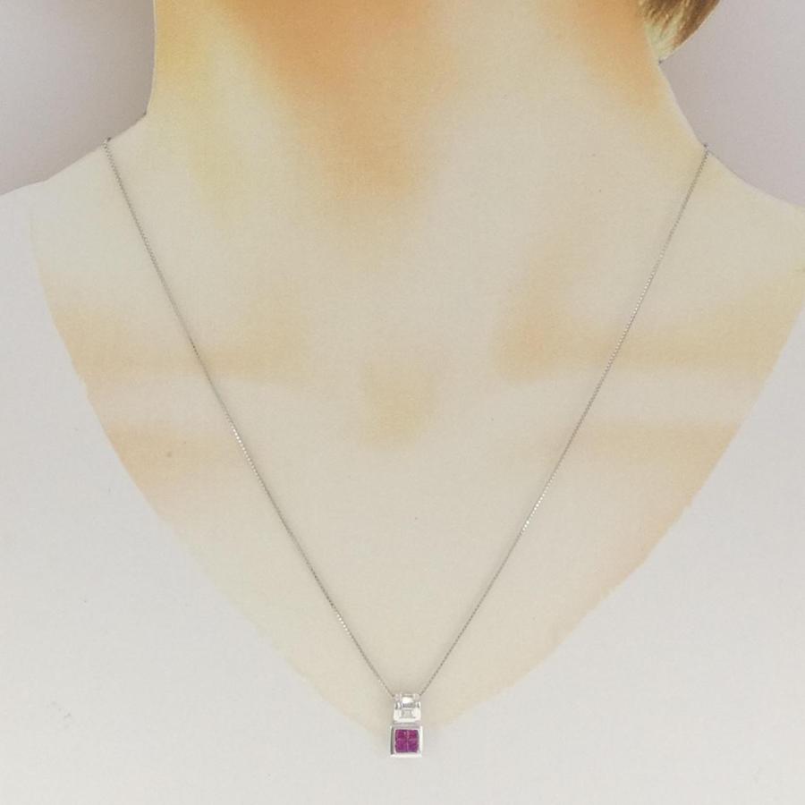 美品☆18KT[K18WG)☆ルビー 0.35ct+ダイヤ0.15ctネックレス K18WG ルビー ネックレス 0.35CT : KOMEHYO ONLINESTORE Yahoo!店