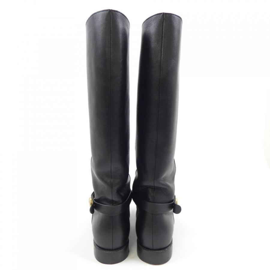 クリスチャンディオール オールレザー ブラック ロングブーツ 37 CD金具 クリスチャンディオール オールレザー ブラック ロングブーツ 37