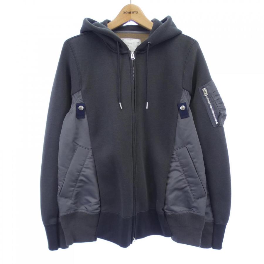 sacai サカイ パーカー 黒 2(M位) 0303924O0074 ナイキ×サカイ オールブラック 2WAY ジップアップパーカー NIKE