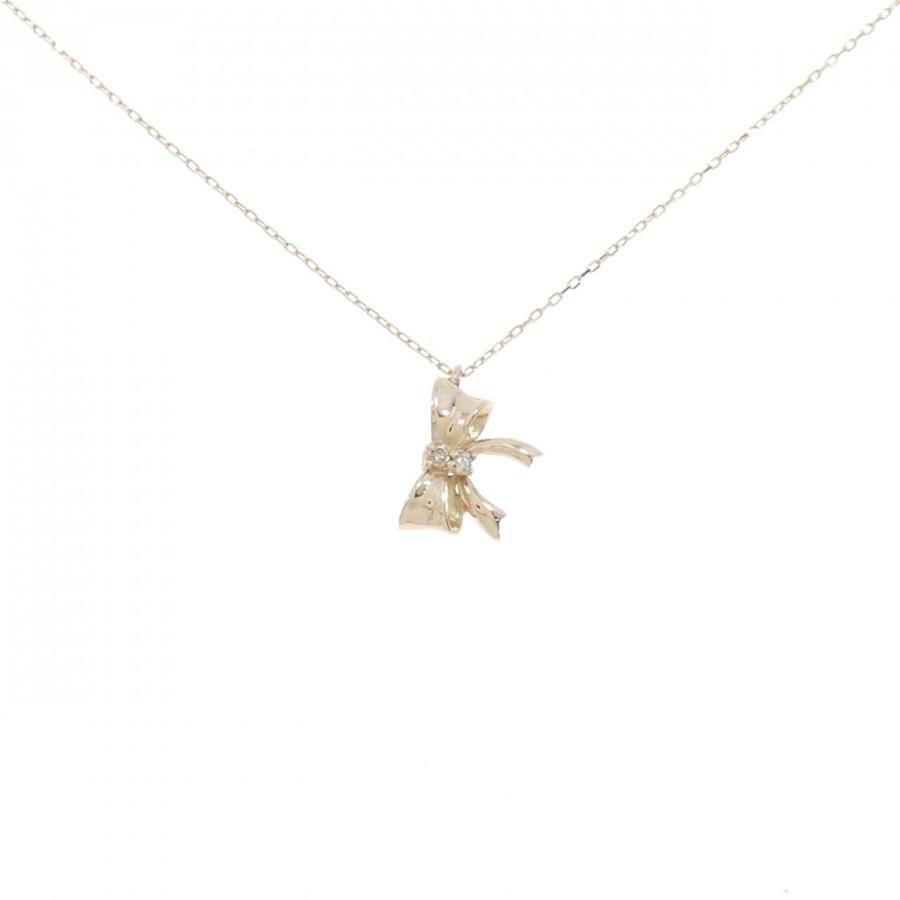 K18PG リボン ダイヤモンド ネックレス 0.02CT : KOMEHYO ONLINESTORE  