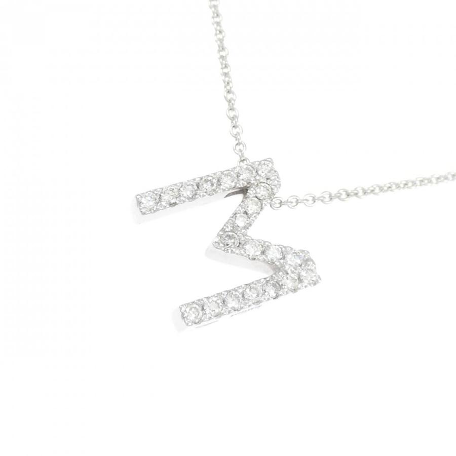 K18WG イニシャルM ダイヤモンド ネックレス 0.21CT 【公式通販】