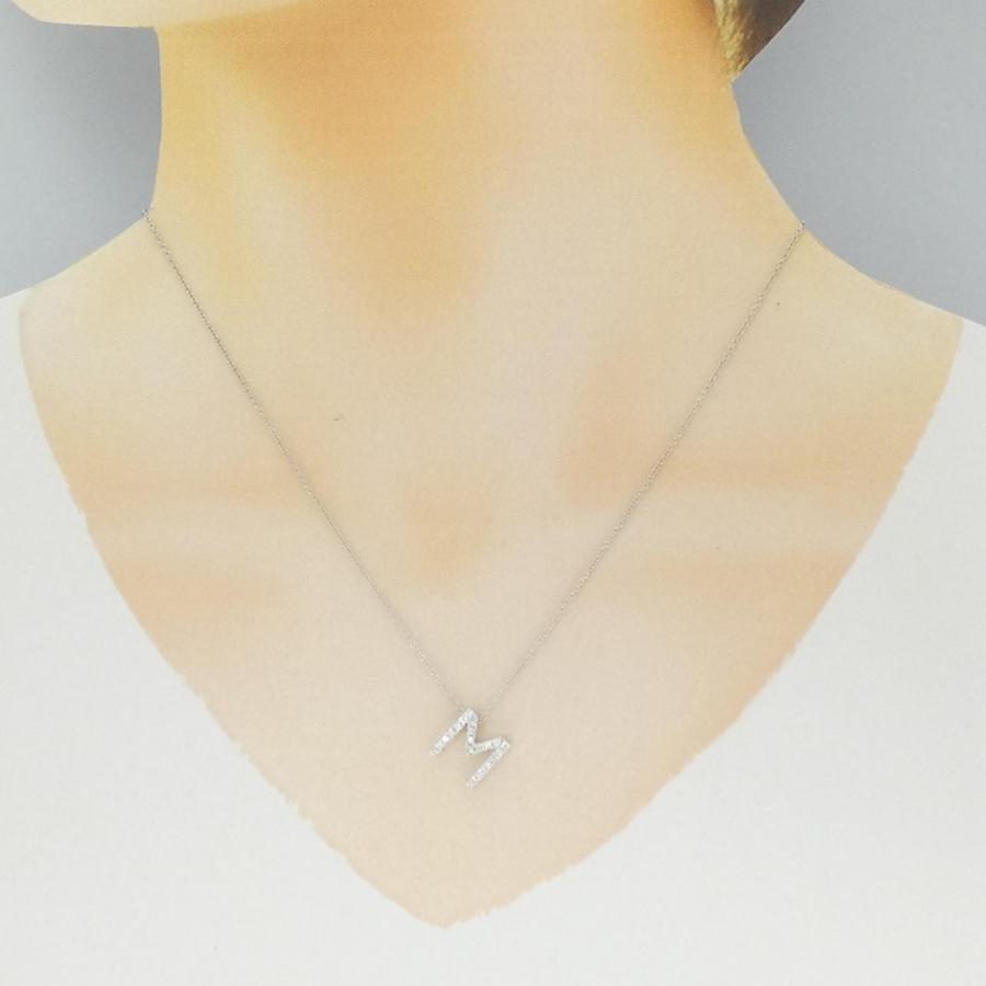 K18WG イニシャルM ダイヤモンド ネックレス 0.21CT : KOMEHYO 