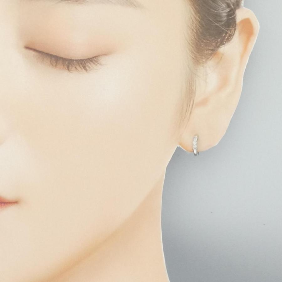 K14WG スリーストーン ダイヤモンド イヤリング 0.12CT : KOMEHYO 