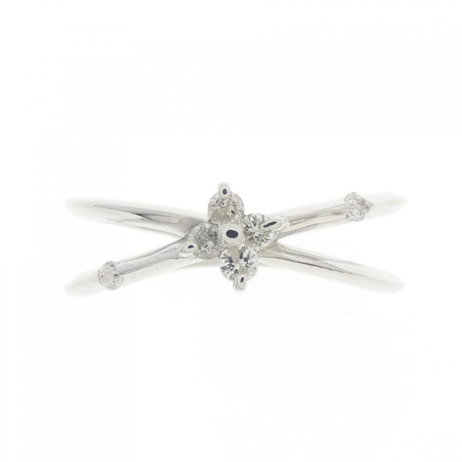K18＆K18WG＊ダイヤモンド0.10ct＊フラワーモチーフリング です K18WG フラワー ダイヤモンド リング 0.10CT : KOMEHYO ONLINESTORE