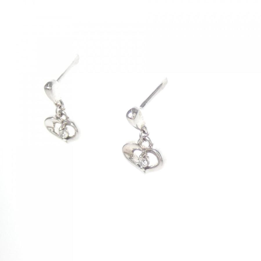 K18WGハートダイヤモンドピアス　ダイヤ　0.13 K10WG ハート ダイヤモンド ピアス 0.018CT : KOMEHYO ONLINESTORE