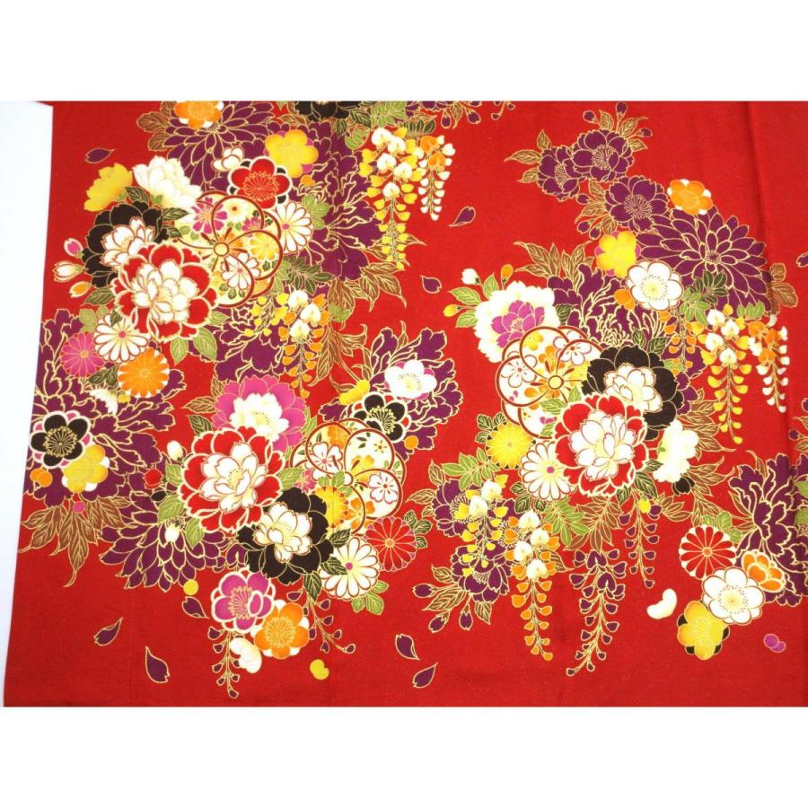 金駒刺繍 金彩加工 絞り入り 地紋 赤色系 振袖 振袖 金通し刺繍入り