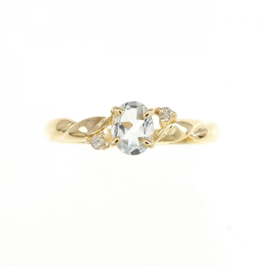 K18YG アクアマリンリング（刻印あり） K18YG アクアマリンリング（刻印あり）