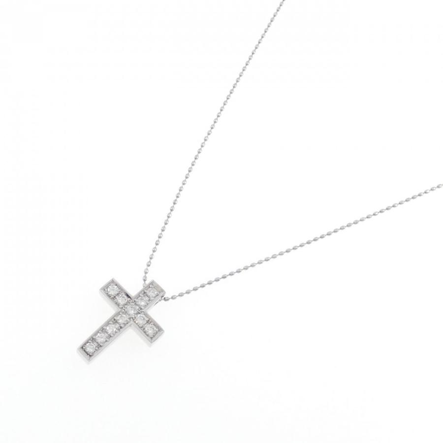 PT900/PT850 クロス ダイヤモンド ネックレス 0.30CT 1粒ダイヤモンド 