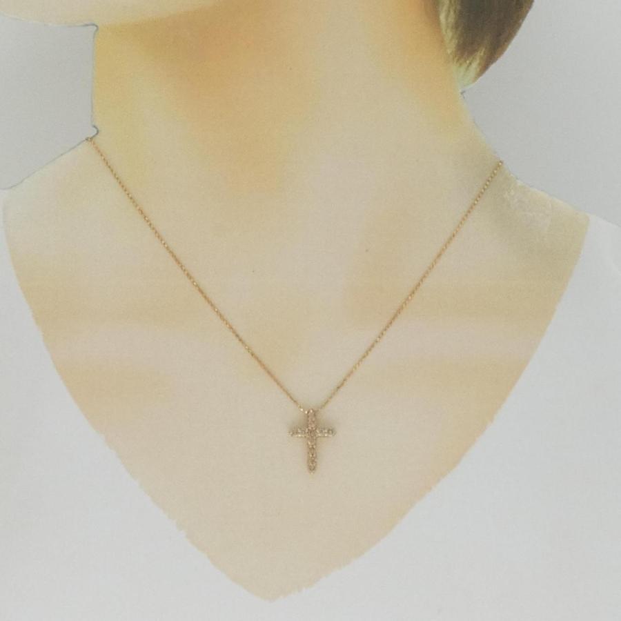 クロス ダイヤモンド ネックレス 0.50CT 【マルーン】