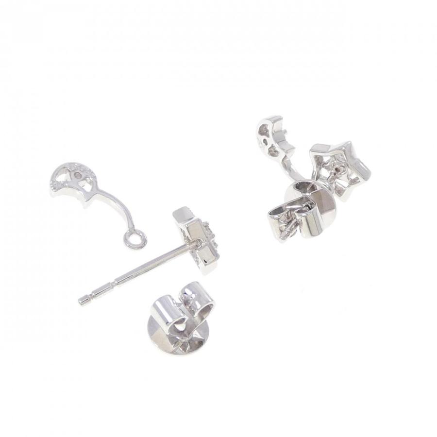 K18WG/750WG 2WAY スター×ムーン ダイヤモンド ピアス 0.10CT