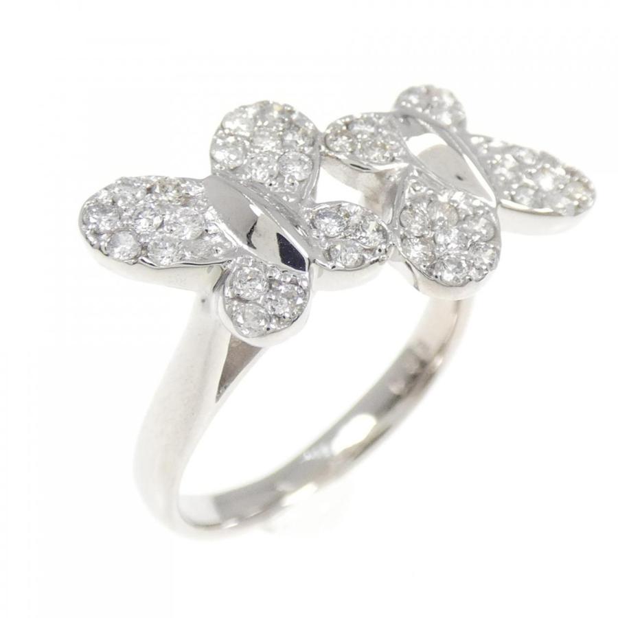 美品　K18 YG PG WG バタフライダイヤリング K18WG バタフライ ダイヤモンド リング 0.35CT : KOMEHYO ONLINESTORE