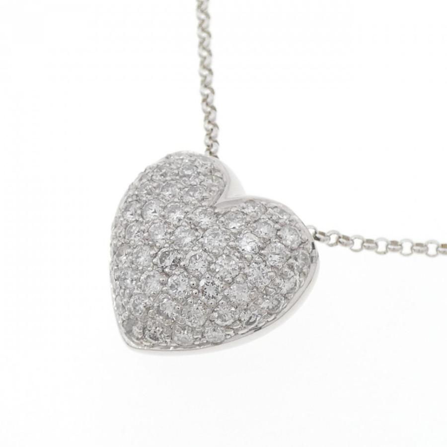 K18WG ハート パヴェ ダイヤモンド ネックレス 1.00CT : KOMEHYO 