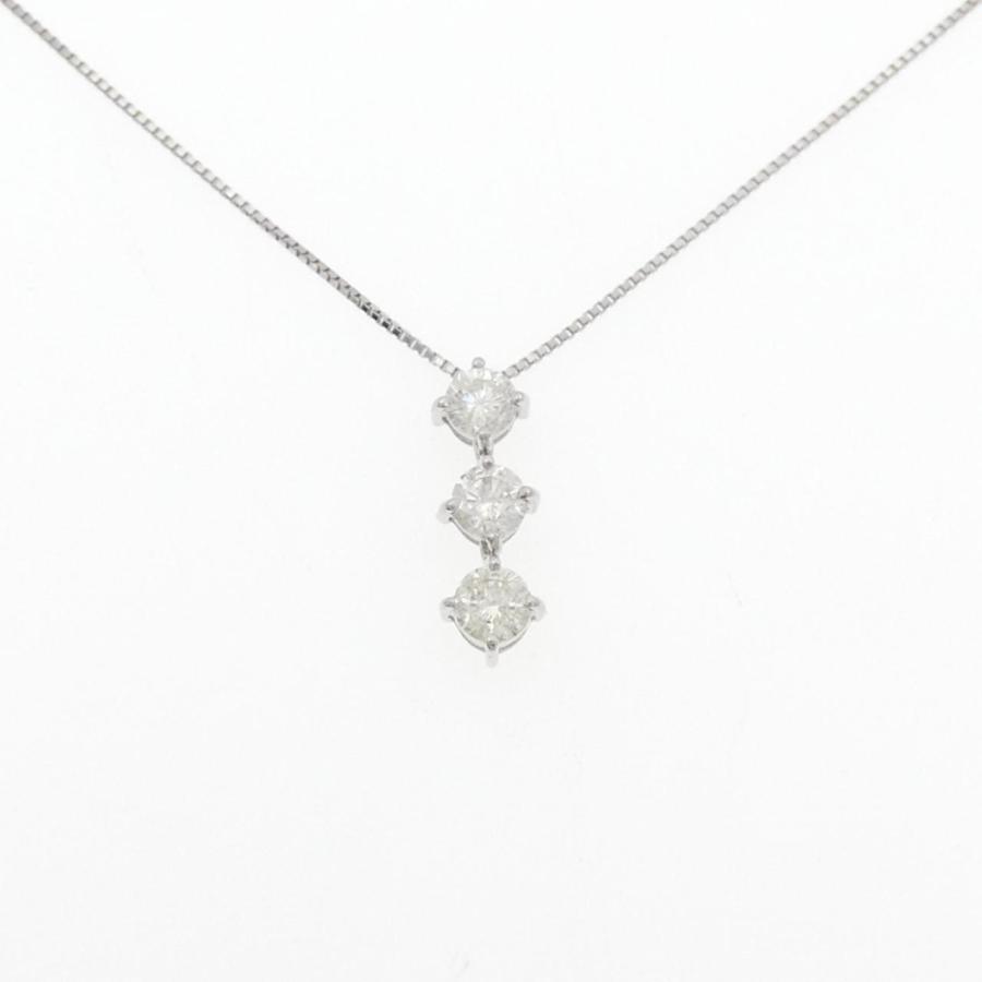 PT900/PT850 スリーストーン ダイヤモンド ネックレス 1.00CT 