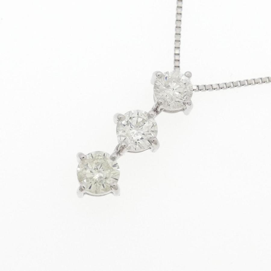 PT900/PT850 スリーストーン ダイヤモンド ネックレス 1.00CT 