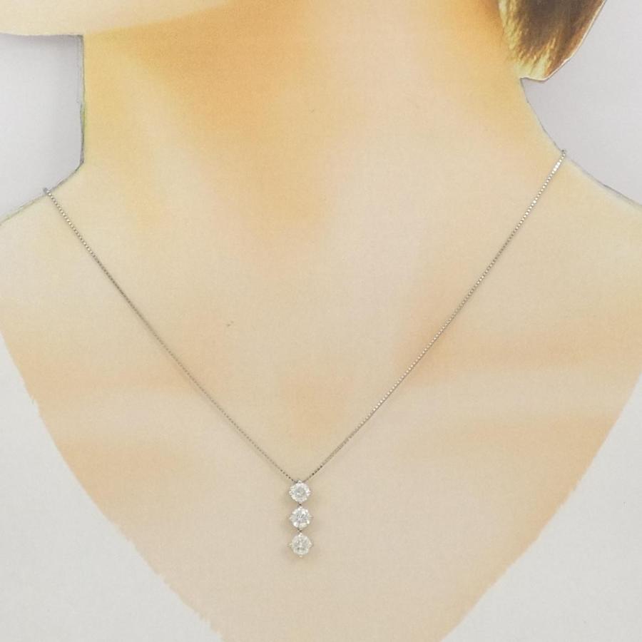 PT900/PT850 スリーストーン ダイヤモンド ネックレス 1.00CT 