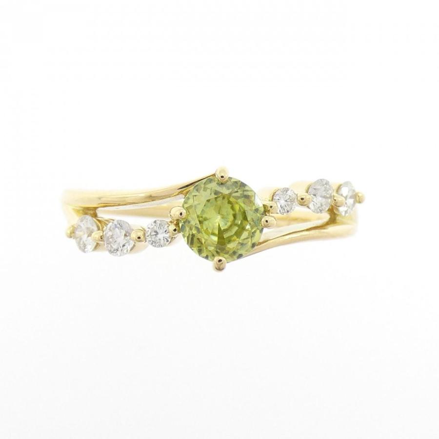 【美品】スフェーン×ダイヤモンドK18YGピンキーリング K18YG スフェーン リング 0.39CT : KOMEHYO ONLINESTORE Yahoo!店