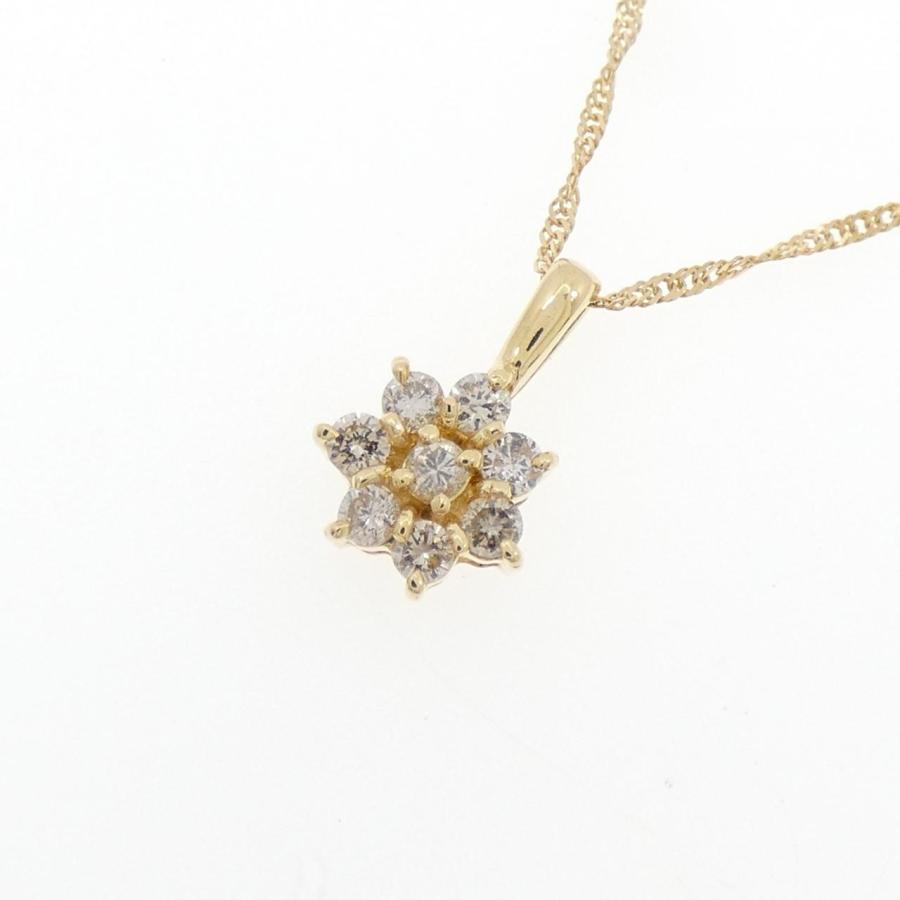K18YG/750YG フラワー ダイヤモンド ネックレス 0.22CT : KOMEHYO