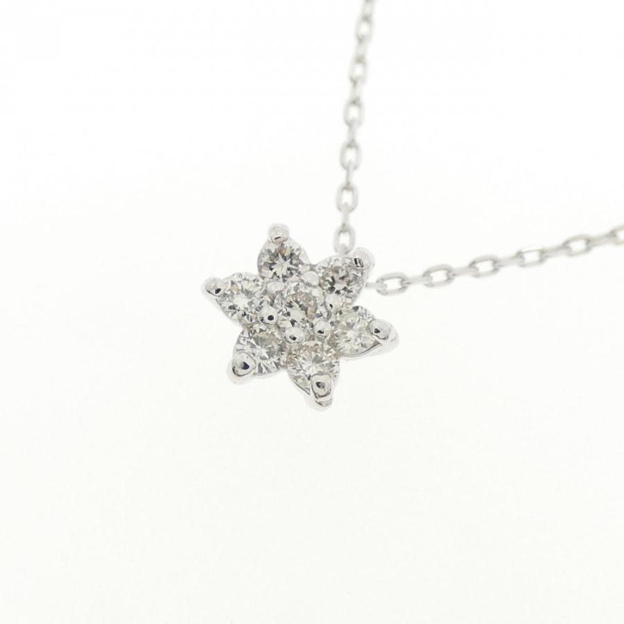 K18WG フラワー ダイヤモンド ネックレス 0.10CT : KOMEHYO 