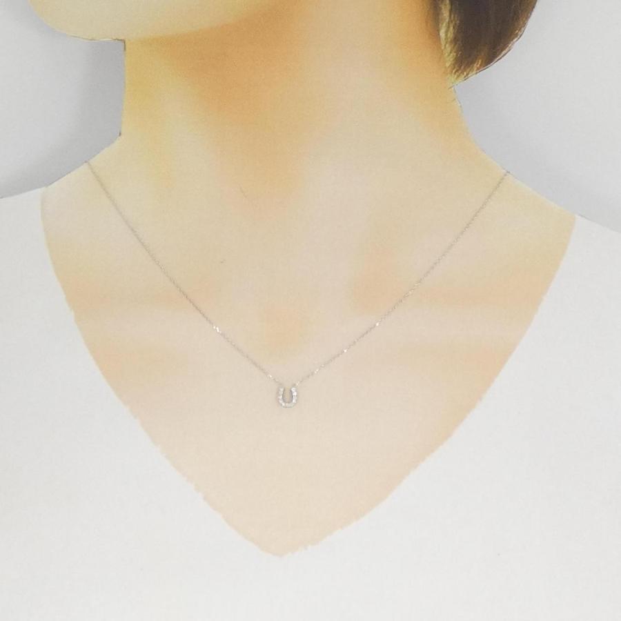 K18WG ホースシュー ダイヤモンド ネックレス 0.07CT_5