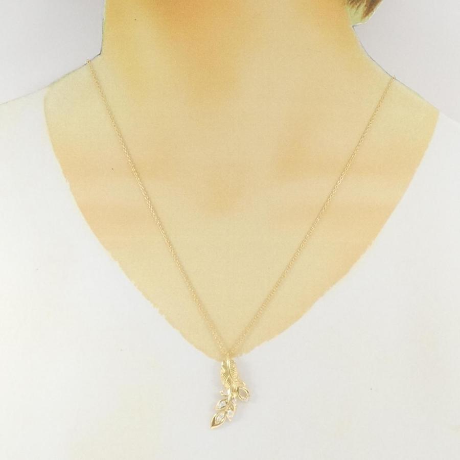 K18YG フェザー ダイヤモンド ネックレス 0.23CT : KOMEHYO