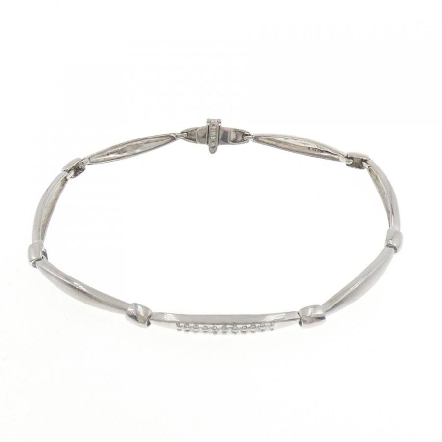 ホワイトゴールド K14WG ラインブレスレット ダイヤ 0.10ct 17cm