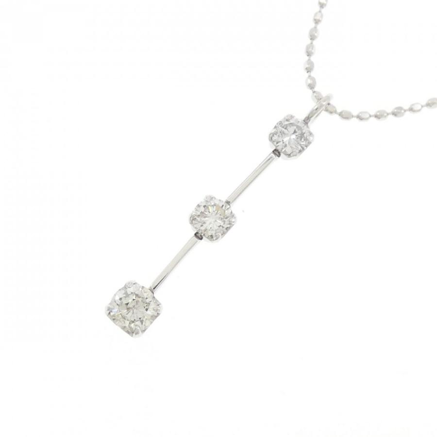 K18WG スリーストーン ダイヤモンド ネックレス 0.30CT : KOMEHYO