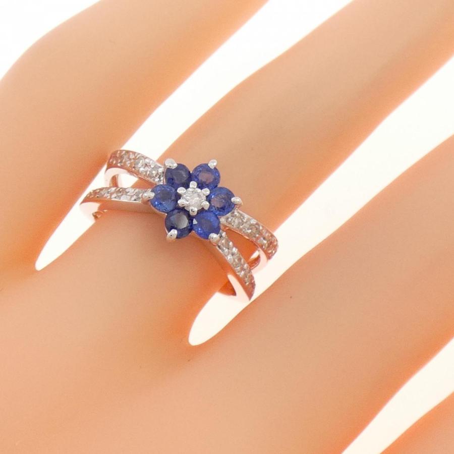 ジュエリーツツミ K14WG サファイア 0.21ct ダイヤ リング 9.5号