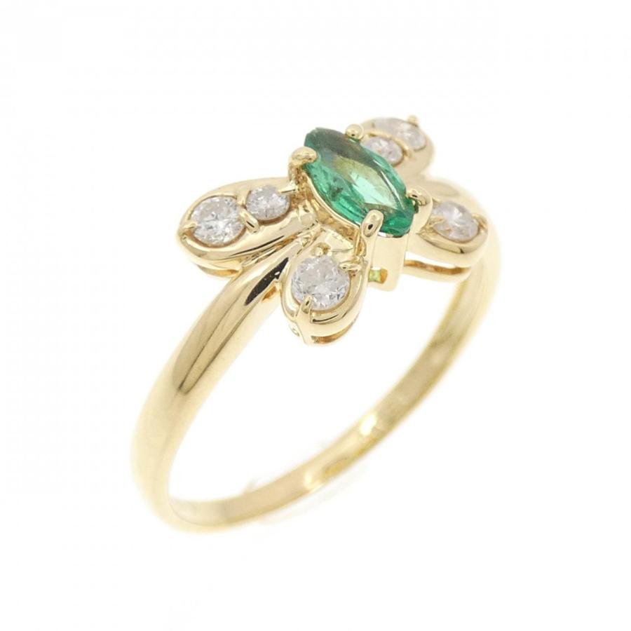l*a様 エメラルドK18/YG/ダイヤモンド0.19ct/0.20ct/ニュー K18YG バタフライ エメラルド リング 0.19CT : KOMEHYO ONLINESTORE
