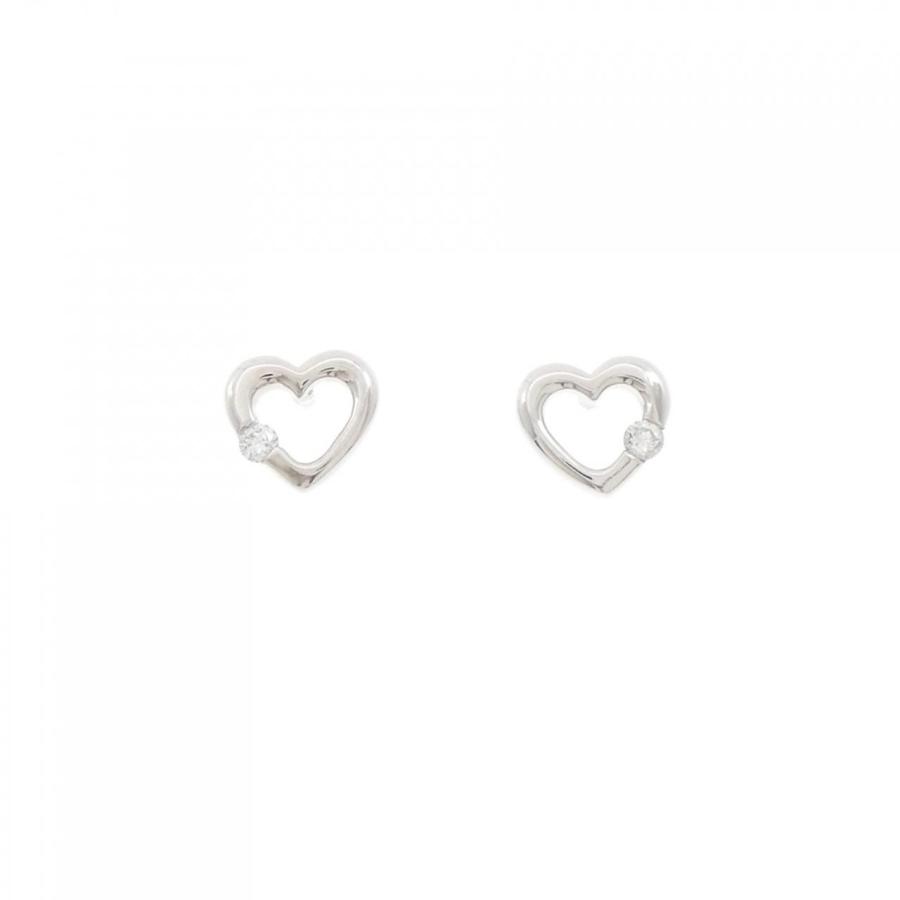 Folli Follie フォリフォリ ハート型 18K WG ダイヤピアス フォリフォリ ハート ダイヤモンド ピアス 0.06CT : KOMEHYO