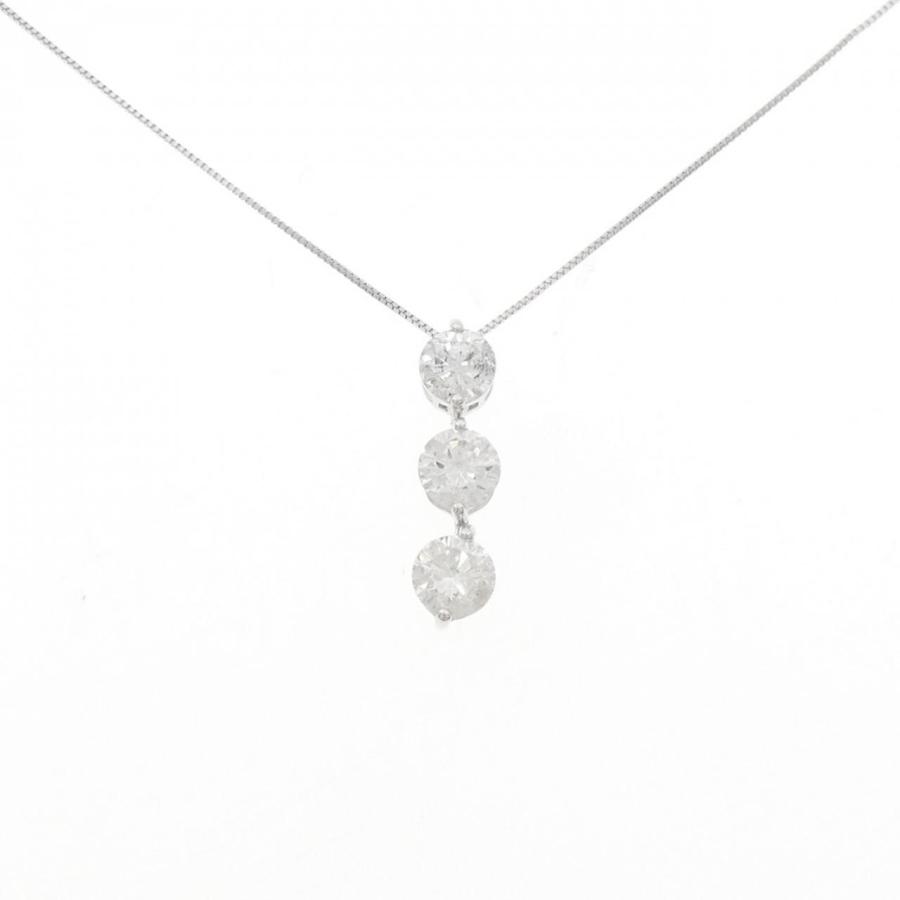 新品同様/K18WG /定番 スリーストーンダイヤモンドネックレス/0.4ct K18WG スリーストーン ダイヤモンド ネックレス 1.00CT : KOMEHYO