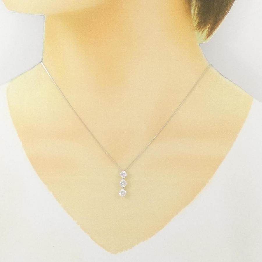K18WG スリーストーン ダイヤモンド ネックレス 1.00CT : KOMEHYO 