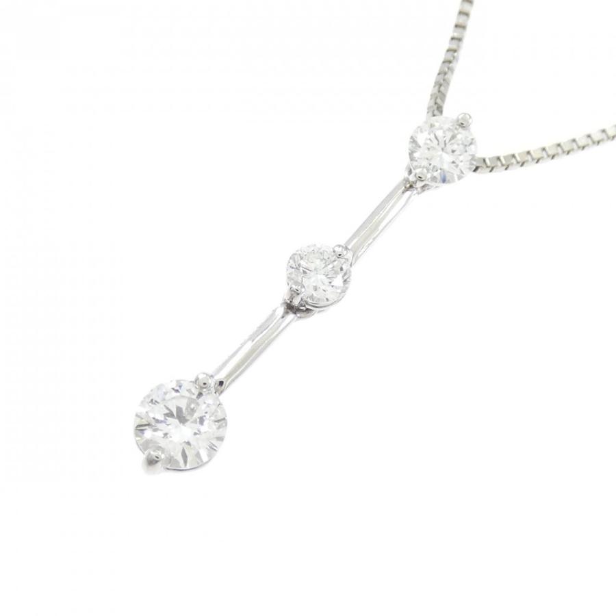 PT900/PT850 スリーストーン ダイヤモンド ネックレス 0.50CT 