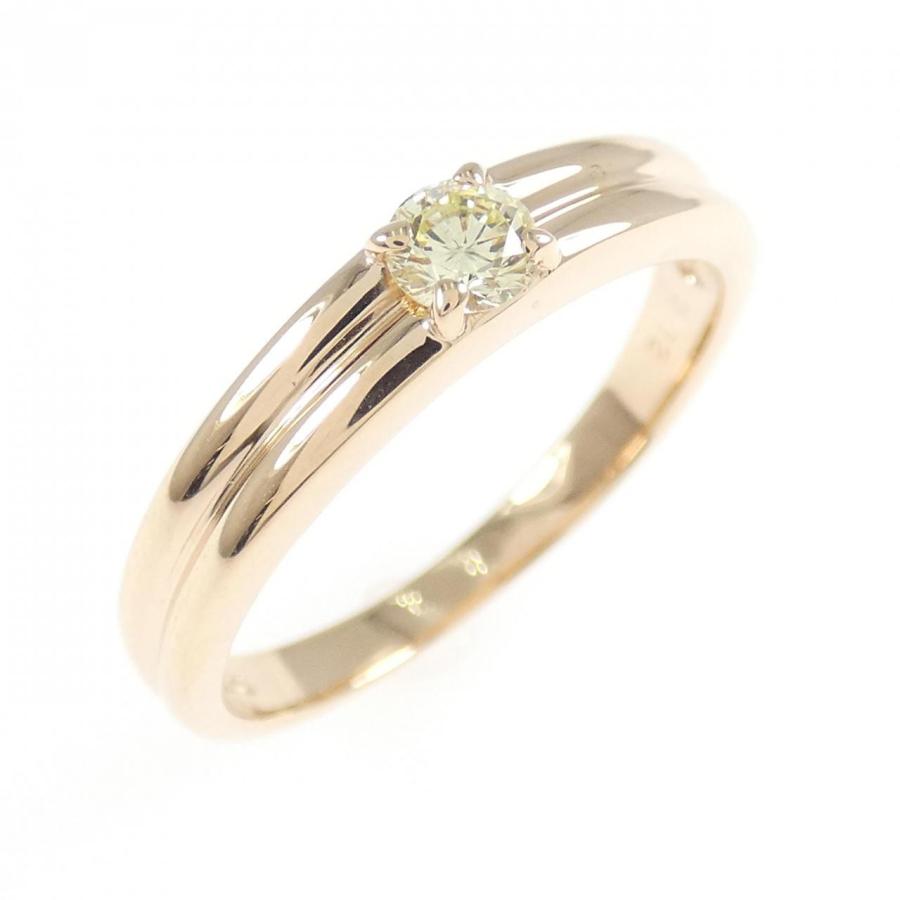 美品 K10PG Vモチーフ ダイヤモンド リング D:0.20ct 美品 K10PG Vモチーフ ダイヤモンド リング D:0.20ct ピンキーリング