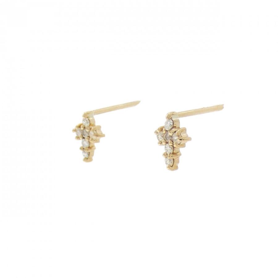 K18YG クロス ダイヤモンド ピアス 0.10CT K18YG ダイヤモンド ピアス 