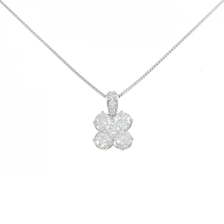 PT900/PT850 フラワー ダイヤモンド ネックレス 1.00CT