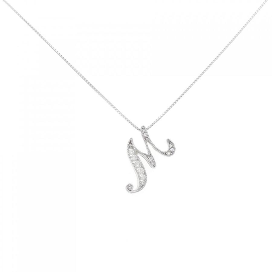 K18WG イニシャルM ダイヤモンド ネックレス 0.15CT : KOMEHYO