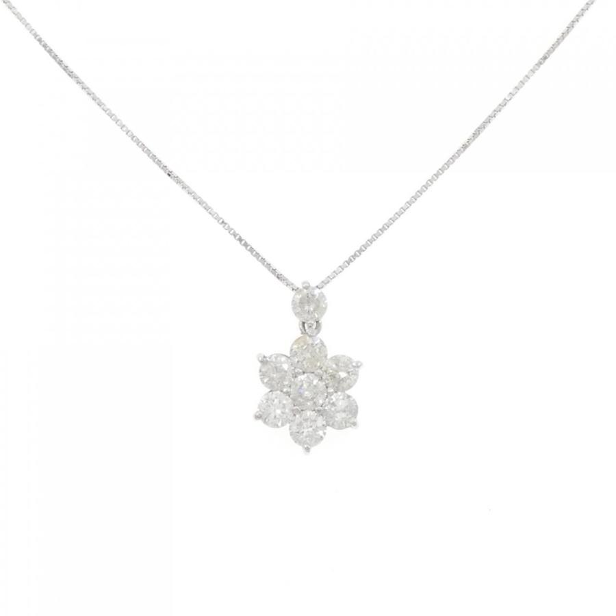 K18WG フラワー ダイヤモンド ネックレス 1.00CT : KOMEHYO