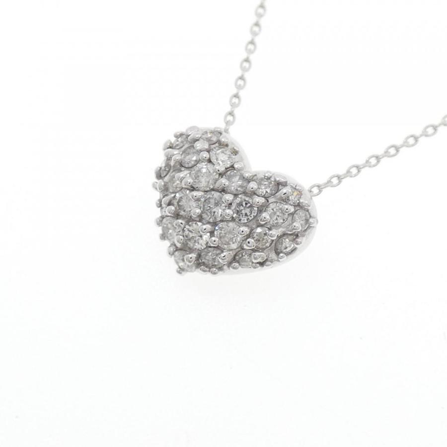 K18WGタイヤ0.5ct ハート❤︎パヴェダイヤ ネックレス K18WG パヴェ ハート ダイヤモンド ネックレス 0.5CT : KOMEHYO