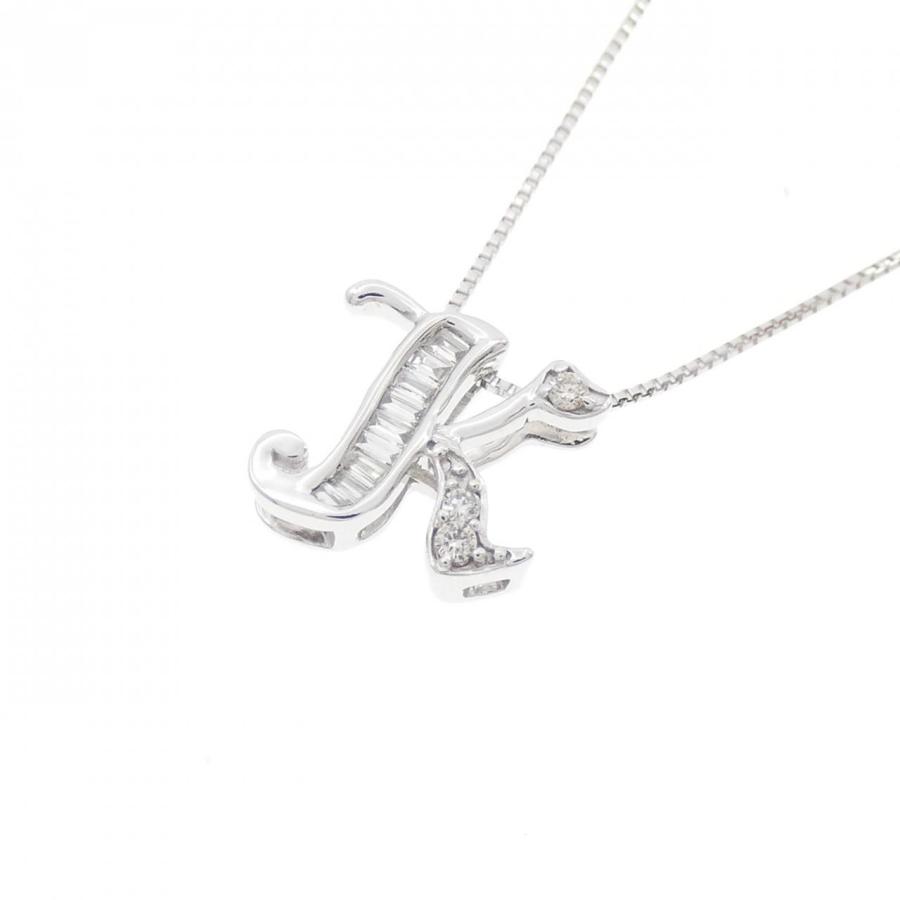 イニシャルK★K18WGダイヤモンドネックレス,18金ダイヤネックレス K18WG イニシャルK ダイヤモンド ネックレス 0.07CT : KOMEHYO