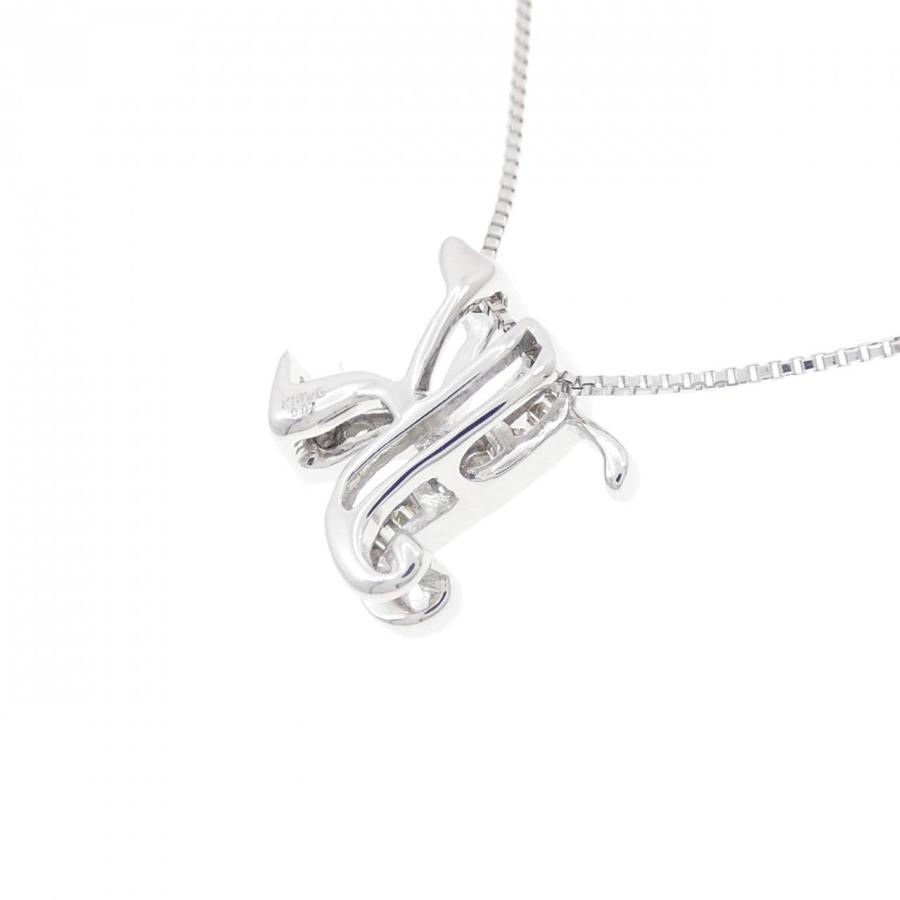 イニシャルK★K18WGダイヤモンドネックレス,18金ダイヤネックレス K18WG イニシャルK ダイヤモンド ネックレス 0.07CT : KOMEHYO