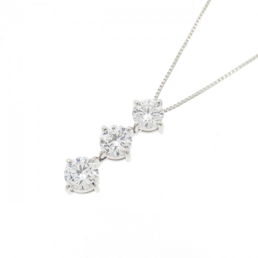 PT900/PT850 スリーストーン ダイヤモンド ネックレス 1.001CT