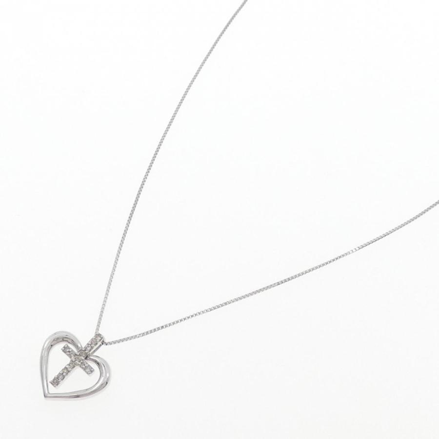 K14WG/K18WG ハート×クロス ダイヤモンド ネックレス 0.06CT : KOMEHYO 