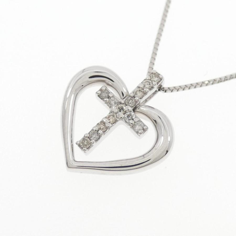 K14WG/K18WG ハート×クロス ダイヤモンド ネックレス 0.06CT : KOMEHYO 