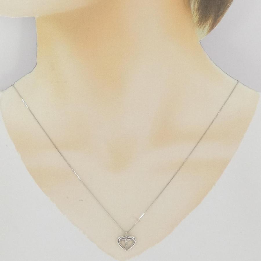 K14WG/K18WG ハート×クロス ダイヤモンド ネックレス 0.06CT : KOMEHYO 