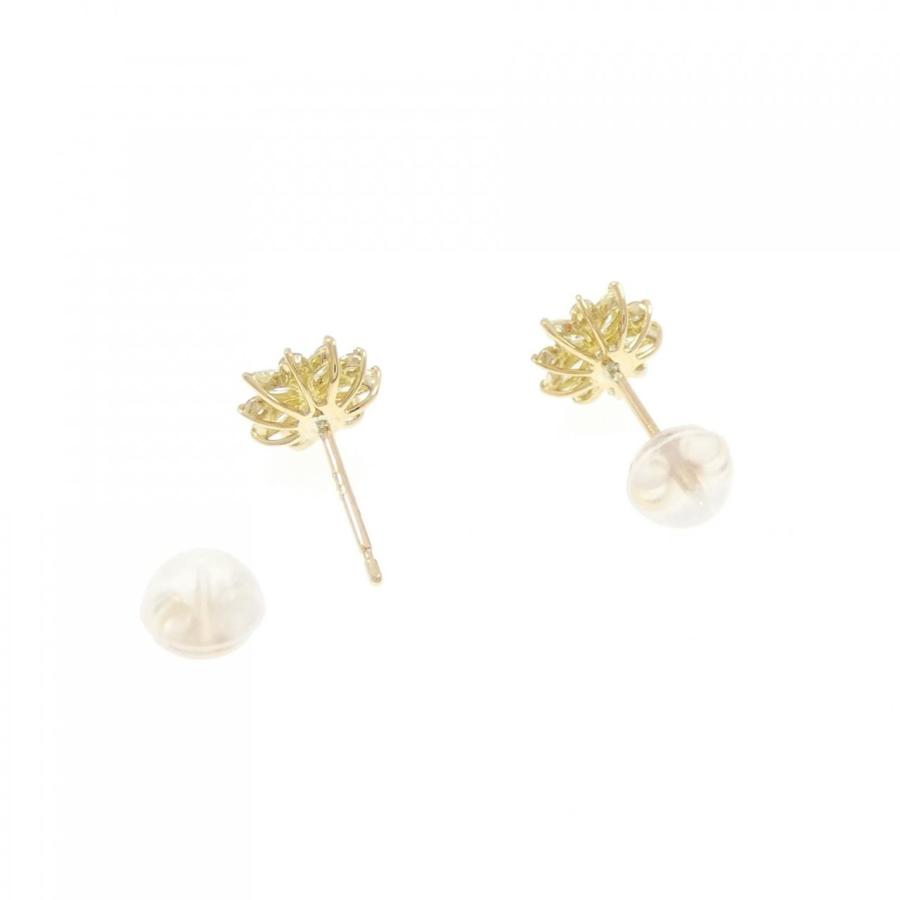【新品】K18YG フラワー ダイヤモンド ピアス 0.40CTの画像