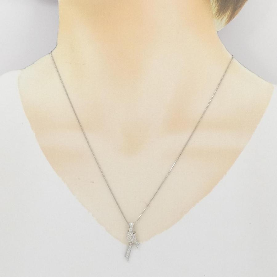 PT900/PT850 リボン ダイヤモンド ネックレス 0.23CT : KOMEHYO