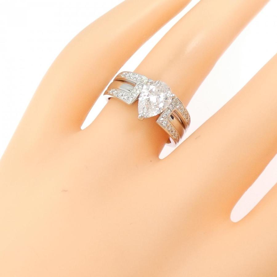 リメイク】PT900 ダイヤモンド リング 1.348CT D SI2 ペアシェイプ 