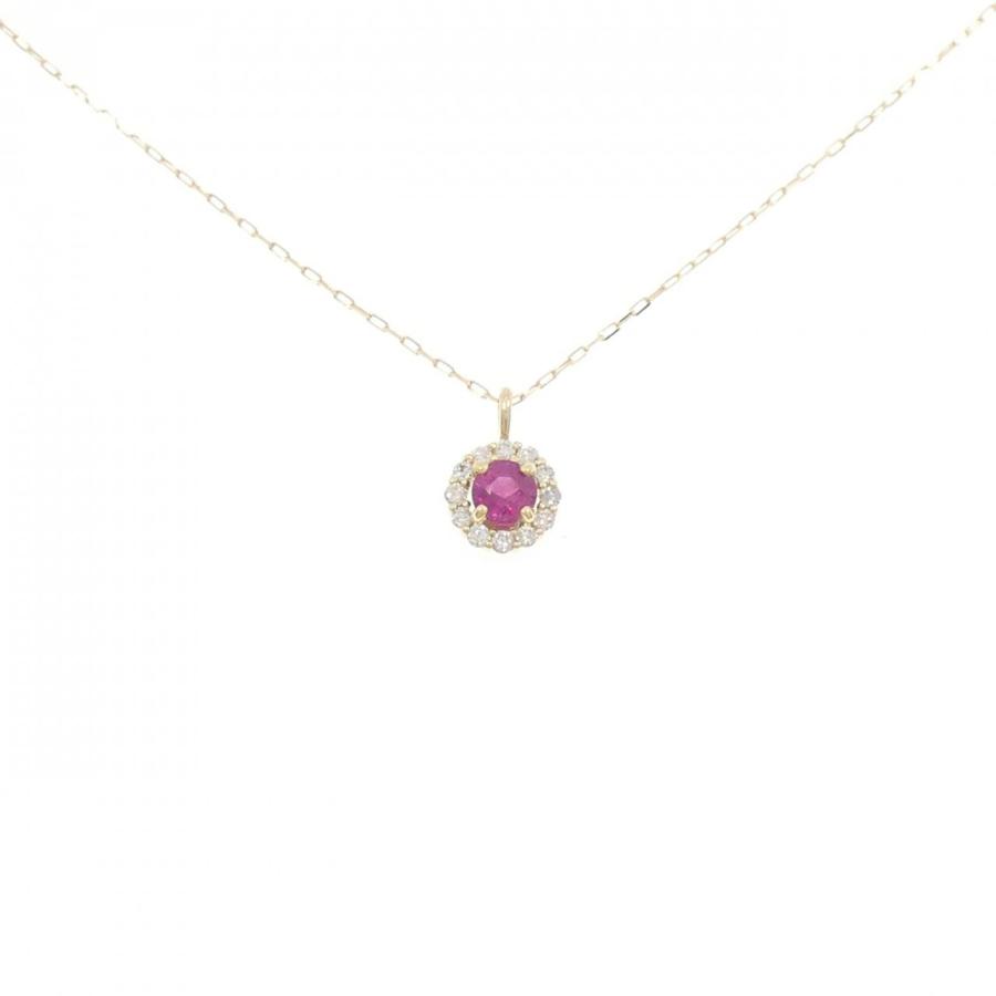 【新品】K18YG ルビー ネックレス 0.10CT